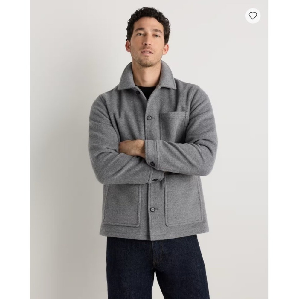 Quince Wool Cashmere Chore Jacket Mens XL Heather Grey Button Front Coat